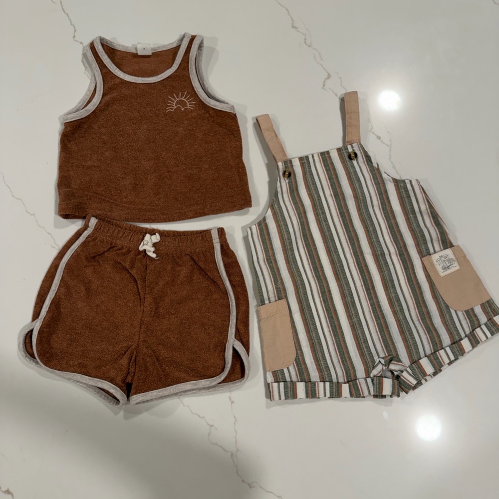 Brown and Striped Kids' Outfit Set